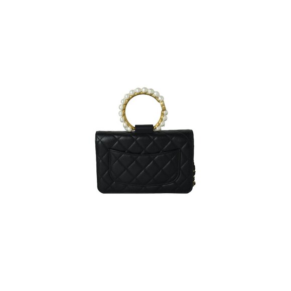 Chanel O Mini Bag Lambskin Imitation Pearls & Gold-Tone Metal Black - Picture 3 of 3